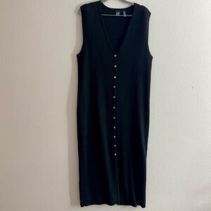 Gap Vintage Women’s Black Button Down Knit Sleeveless 100% Cotton Sweater Dress